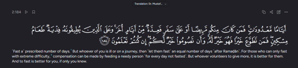 sura bakarah 2:184