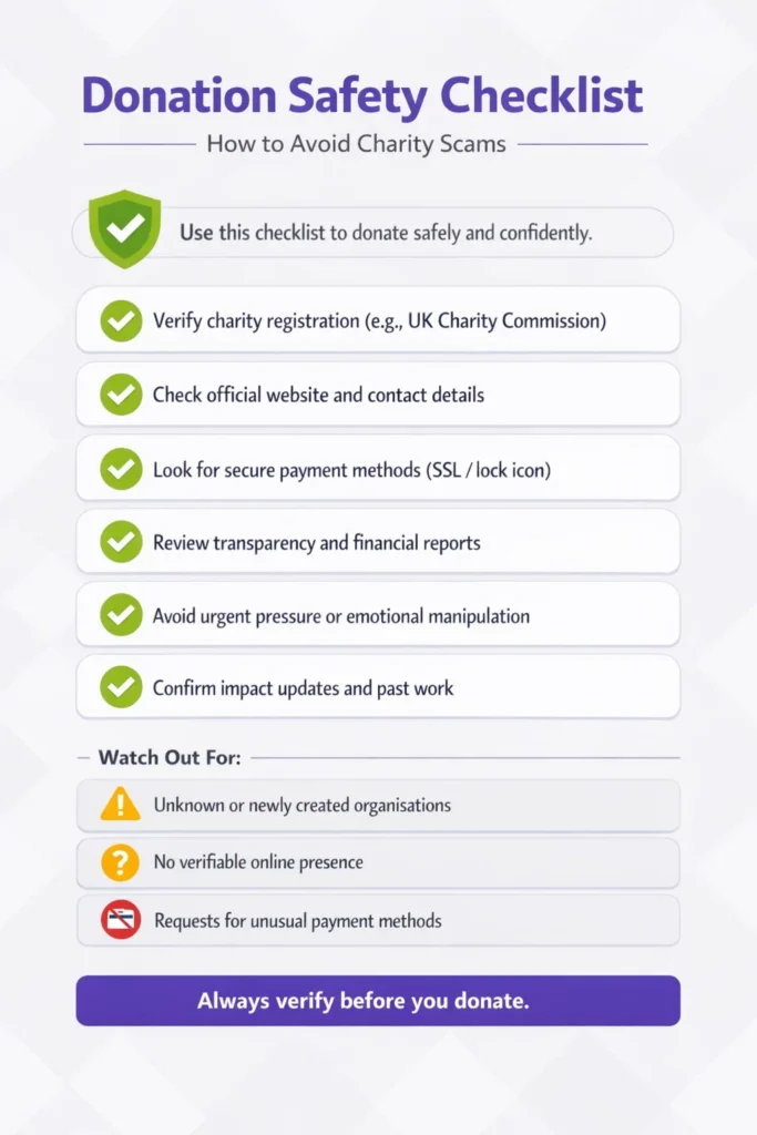 how to avoid donation scam-donation safety checklist