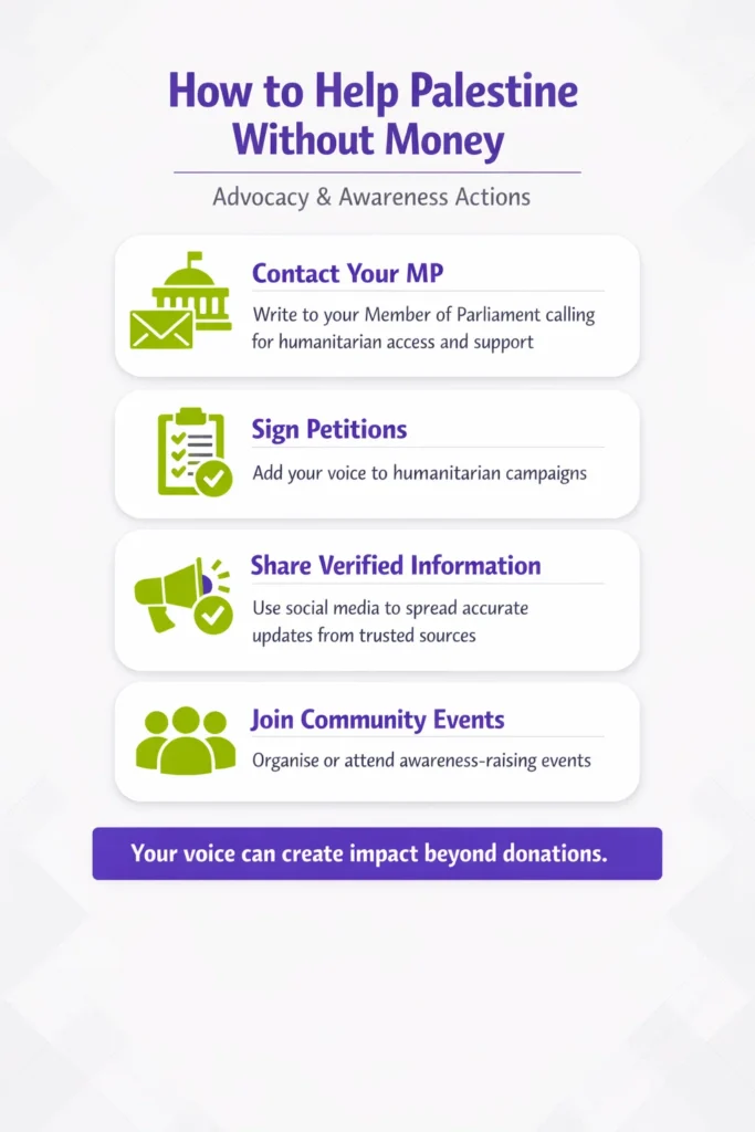 how to help palestine without money