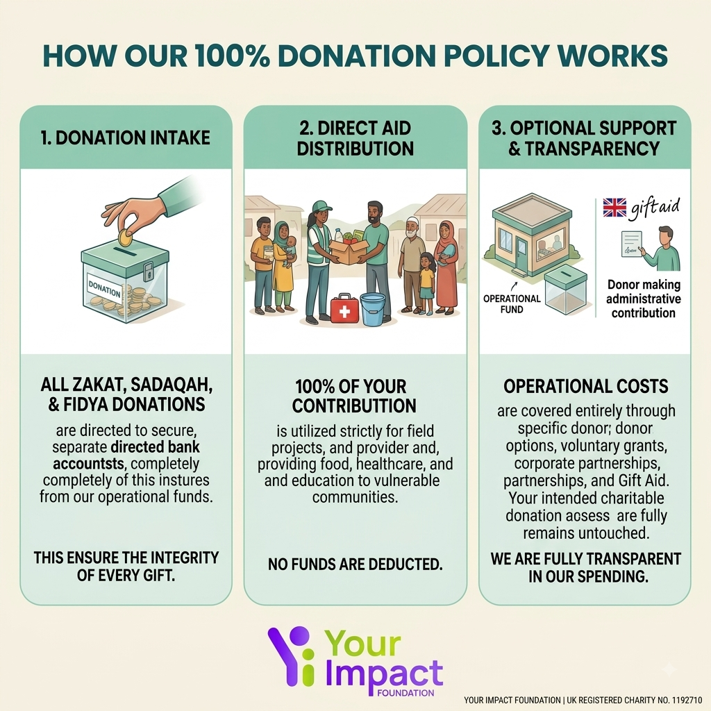 how our 100% donation policy work
